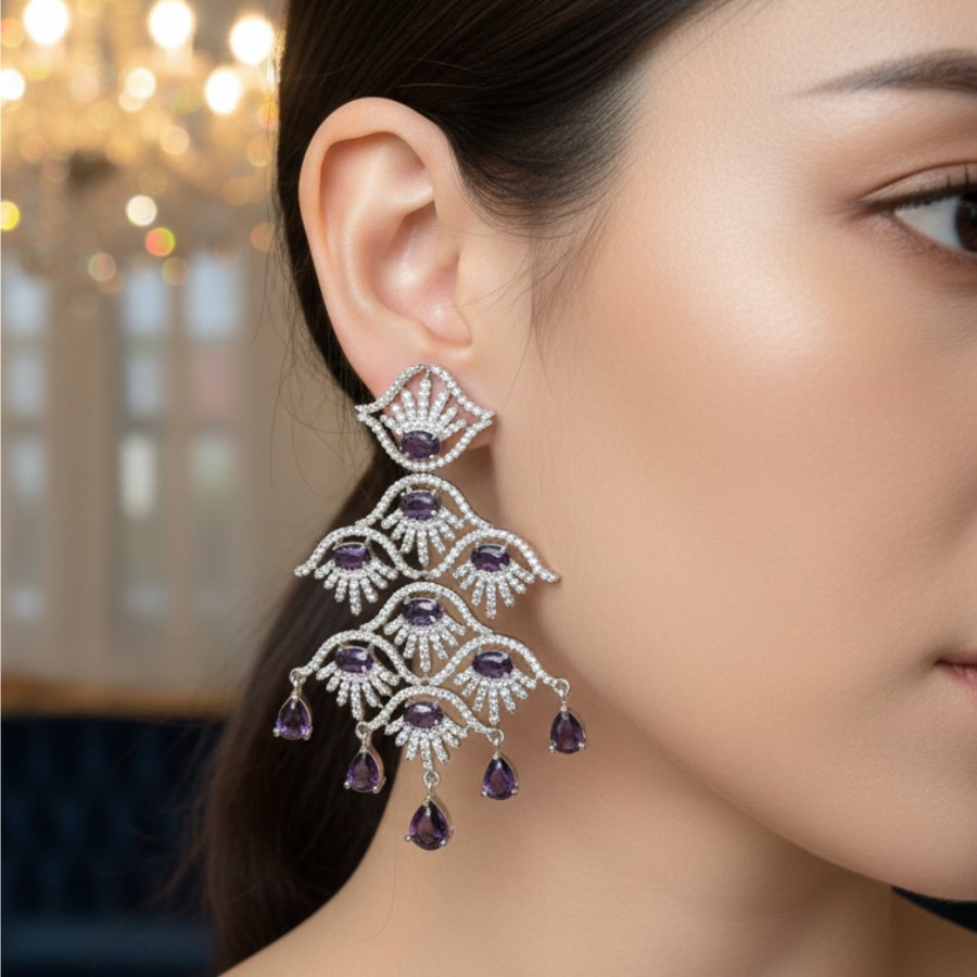 Amethyst Bloom Statement Earringss