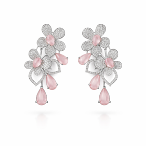 blush petal crystal drop earrings