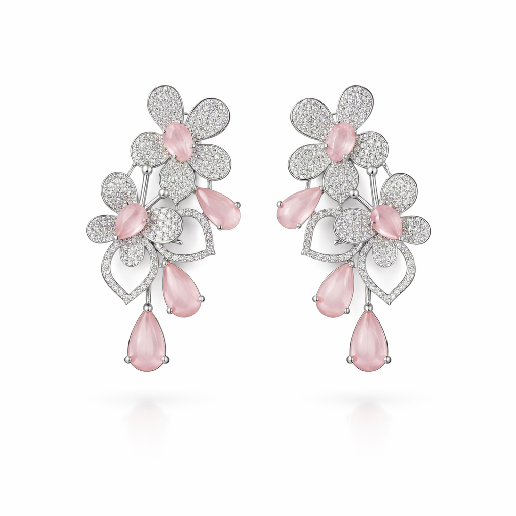 blush petal crystal drop earrings blush petal crystal drop earrings