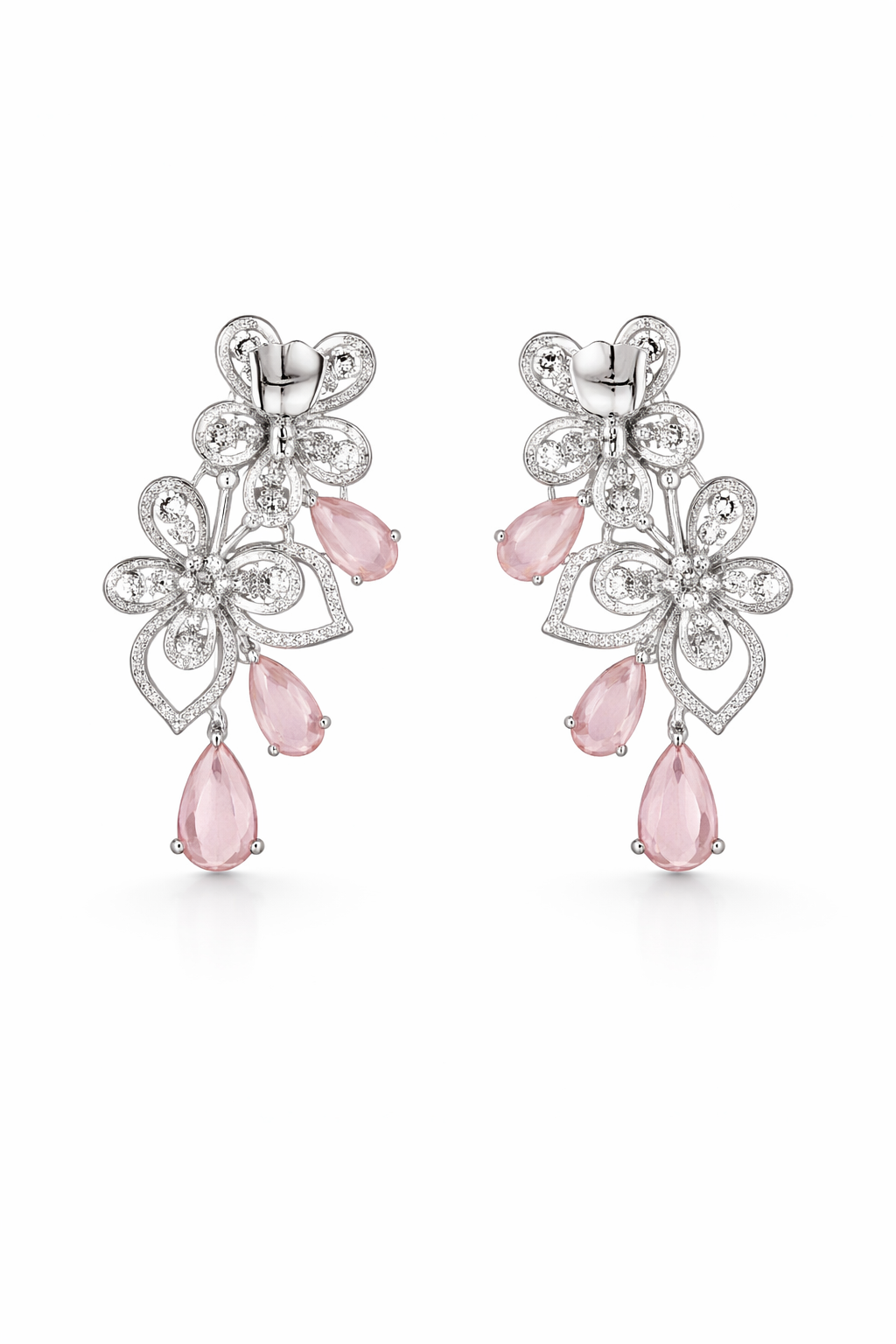 blush petal crystal drop earrings blush petal crystal drop earrings