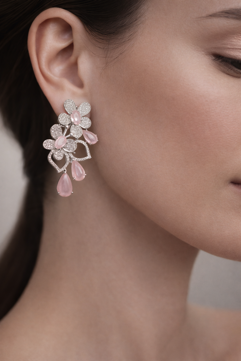 blush petal crystal drop earrings blush petal crystal drop earrings