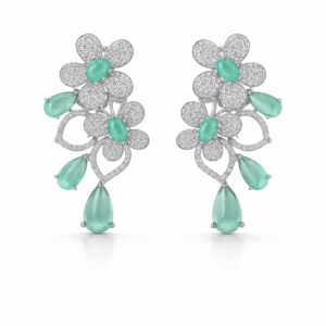 mint blossom crystal drop earrings