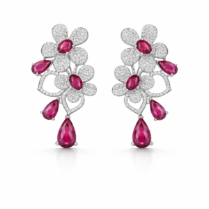 ruby bloom crystal drop earrings