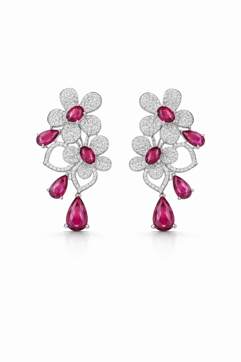 ruby bloom crystal drop earrings ruby bloom crystal drop earrings
