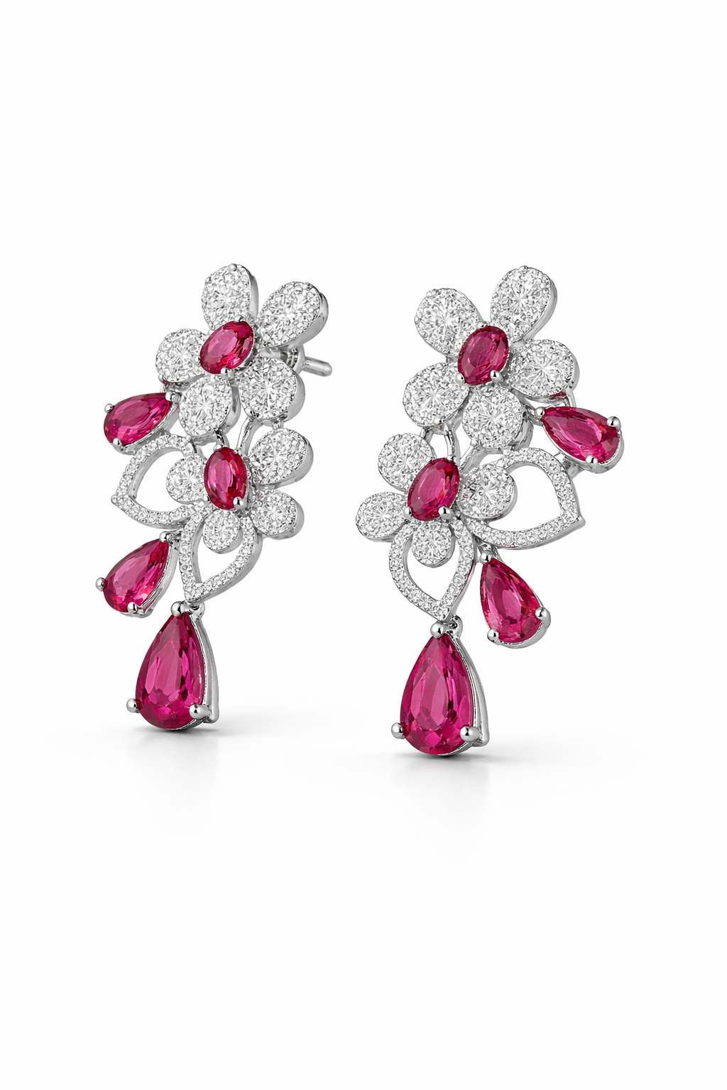 ruby bloom crystal drop earrings ruby bloom crystal drop earrings