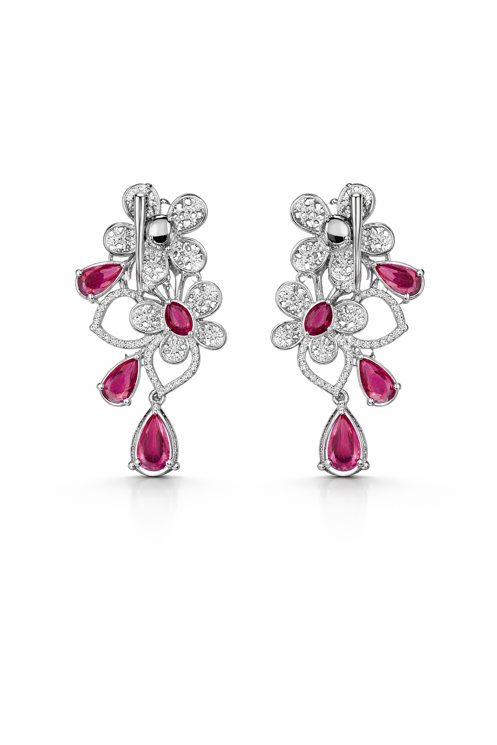 ruby bloom crystal drop earrings ruby bloom crystal drop earrings