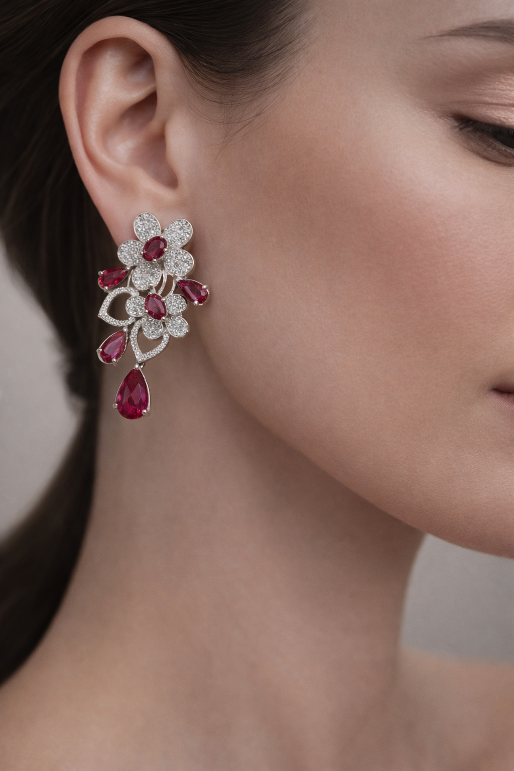 ruby bloom crystal drop earrings ruby bloom crystal drop earrings