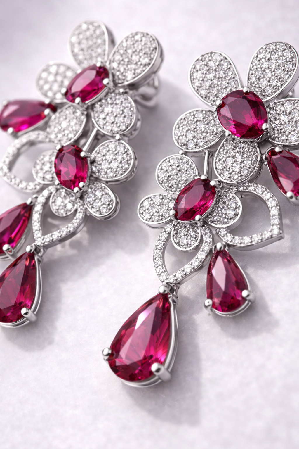 ruby bloom crystal drop earrings ruby bloom crystal drop earrings