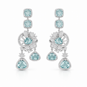 aqua bloom statement earrings