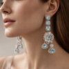 aqua bloom statement earrings