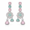 blush & emerald cascade statement earrings