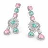 blush & emerald cascade statement earrings