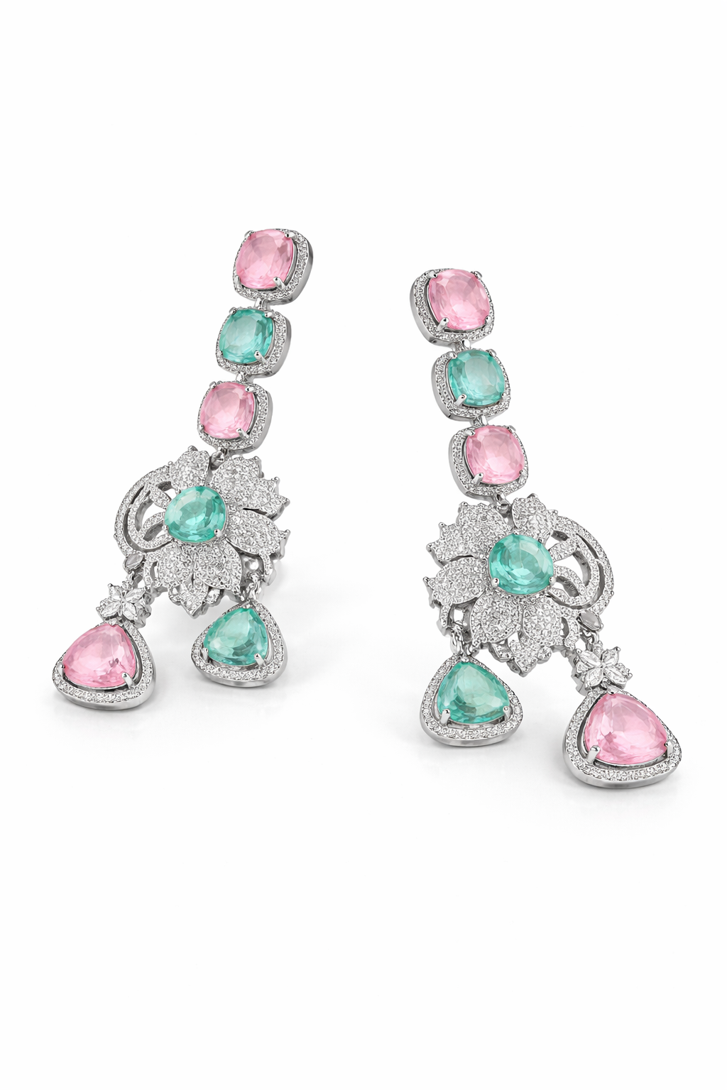 blush & emerald cascade statement earrings blush & emerald cascade statement earrings