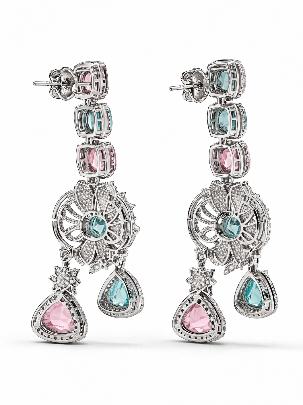 blush & emerald cascade statement earrings blush & emerald cascade statement earrings