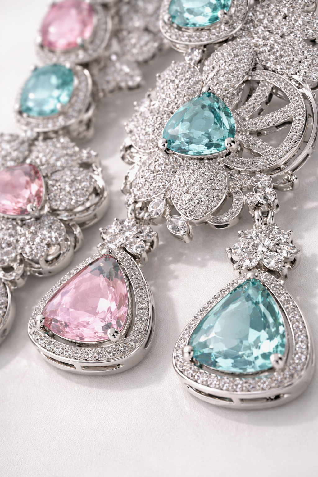 blush & emerald cascade statement earrings blush & emerald cascade statement earrings