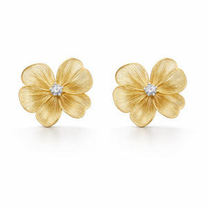 golden bloom floral stud earrings