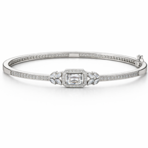 emerald cut solitaire crystal bangle