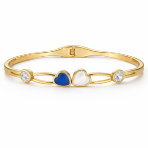 dual heart charm gold bracelet