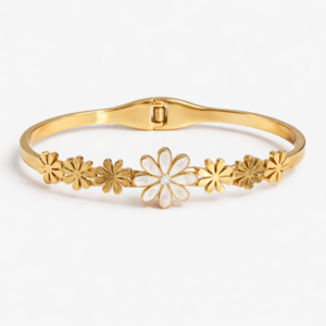 floral charm gold bracelet