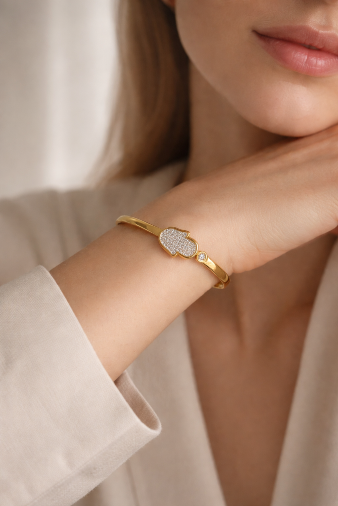 golden aura crystal bangle