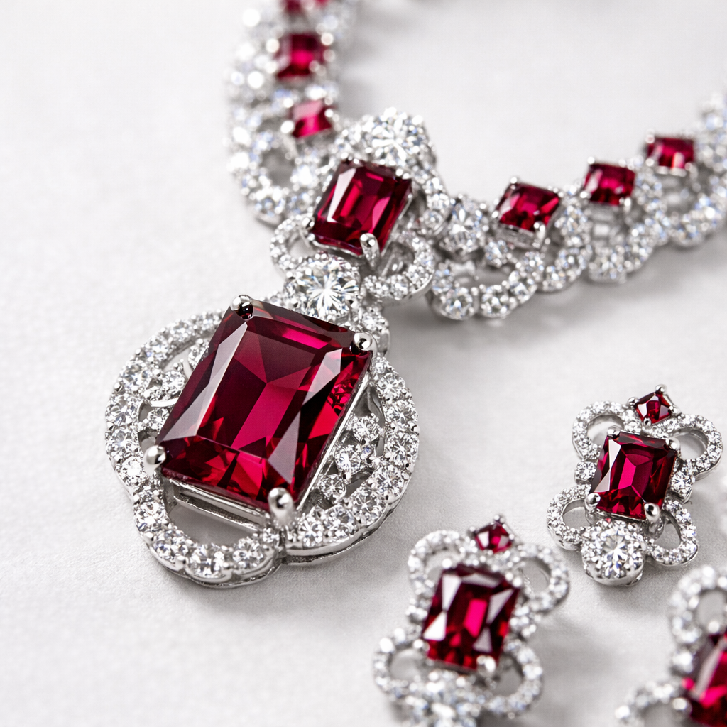 ruby royale statement necklace set
