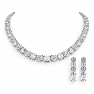 classic diamond style tennis necklace & earring set