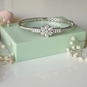 Crystal Bloom Silver Bangle