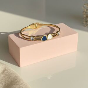 Dual Heart Charm Gold Bracelet