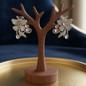 Ethereal Butterfly Diamond & Blush Stone Earrings