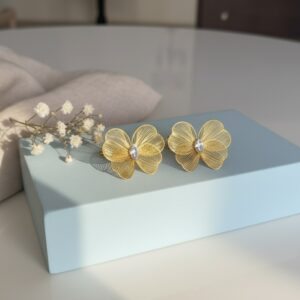 Golden Bloom Floral Stud Earrings