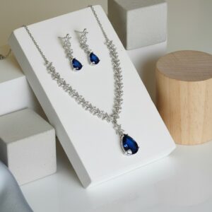 Royal Blue Teardrop Necklace & Earrings Set