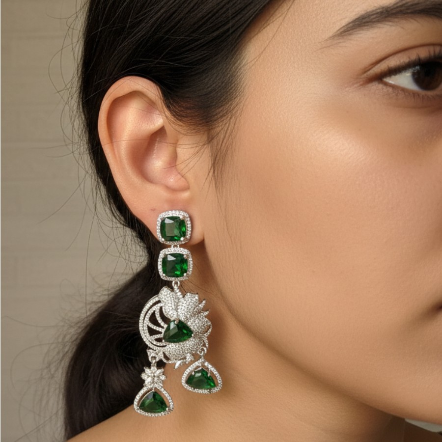 emerald bloom statement earringss