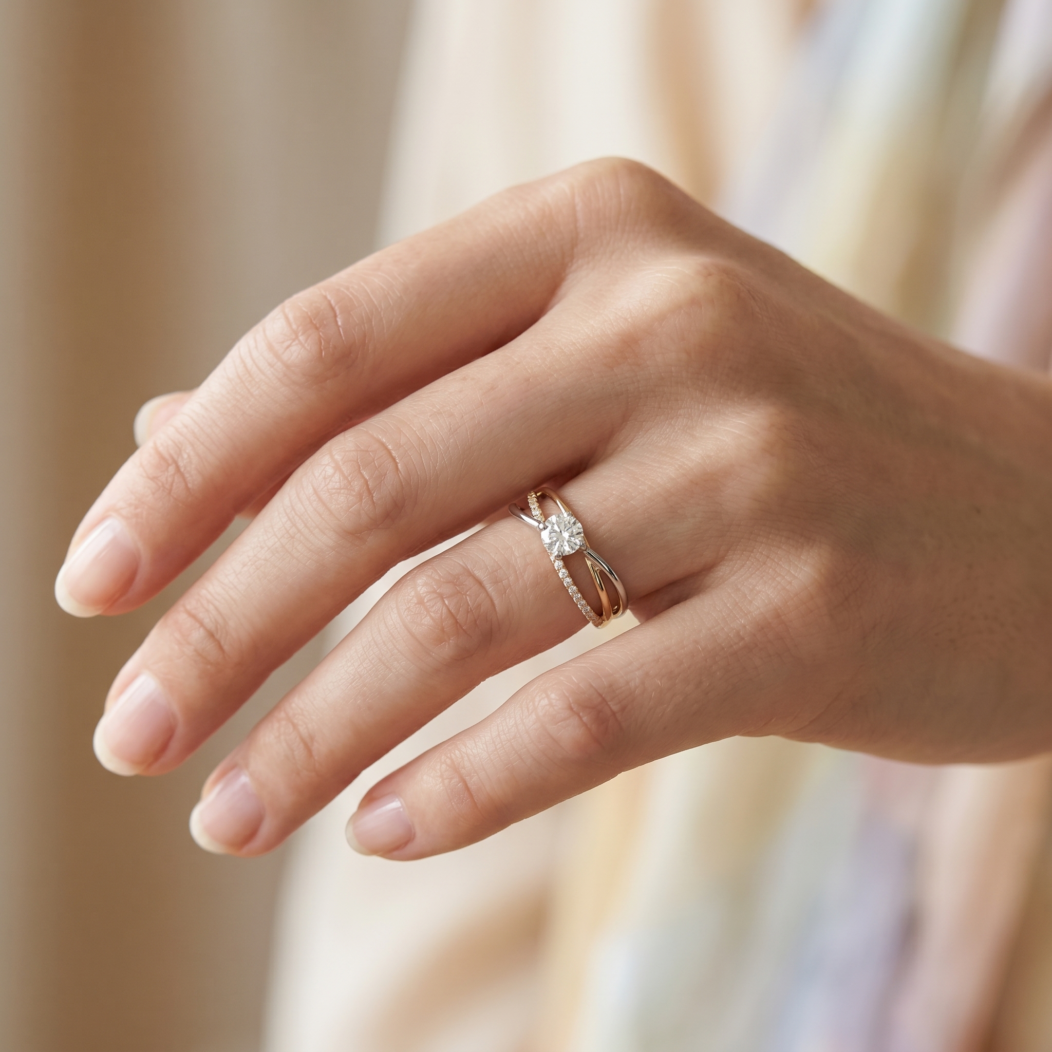 intertwined triple band diamond ring