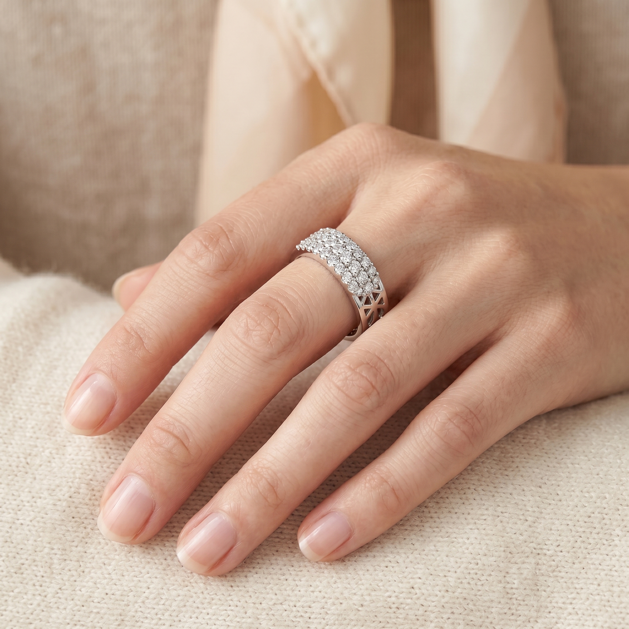 intertwined triple band diamond ring