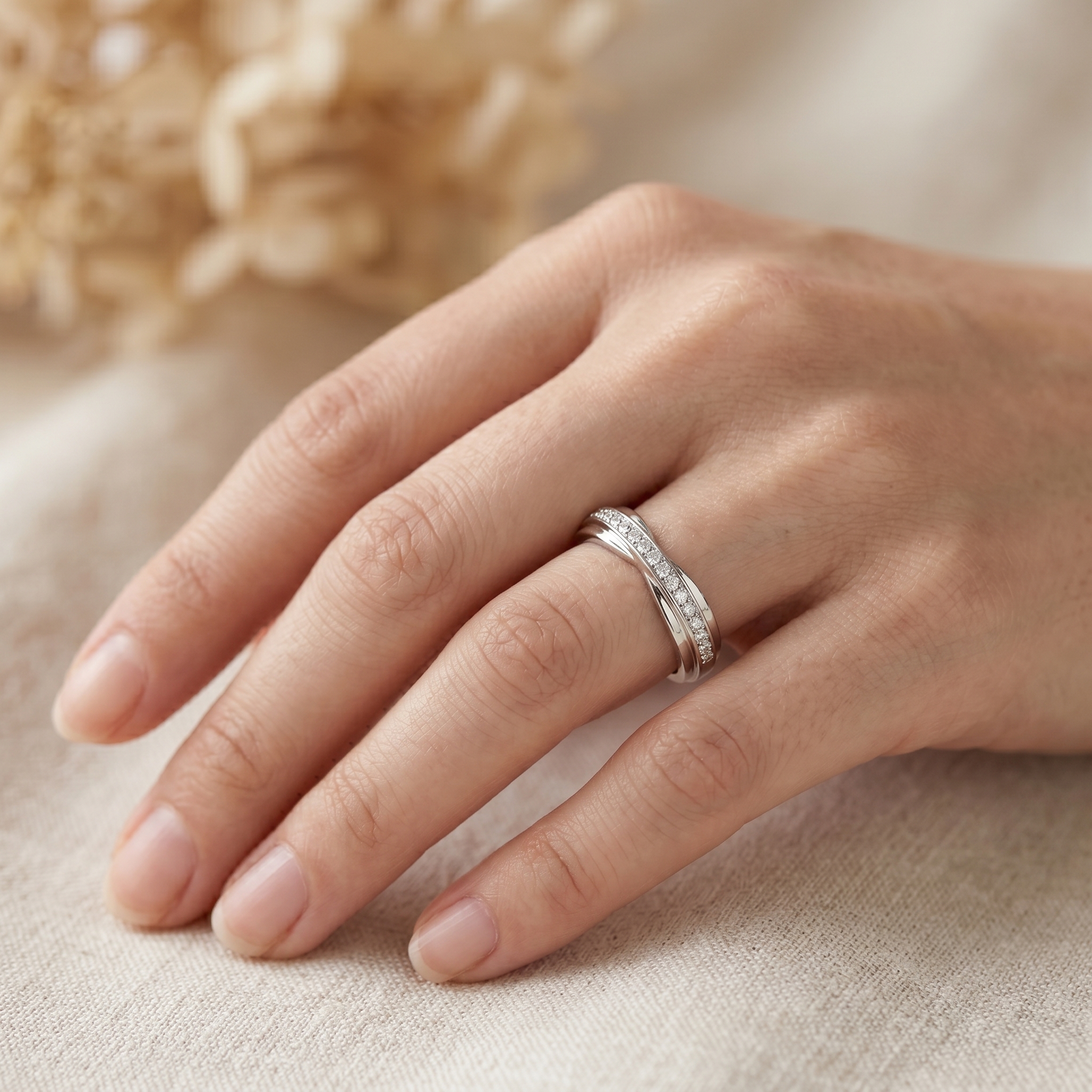 intertwined triple band diamond ring