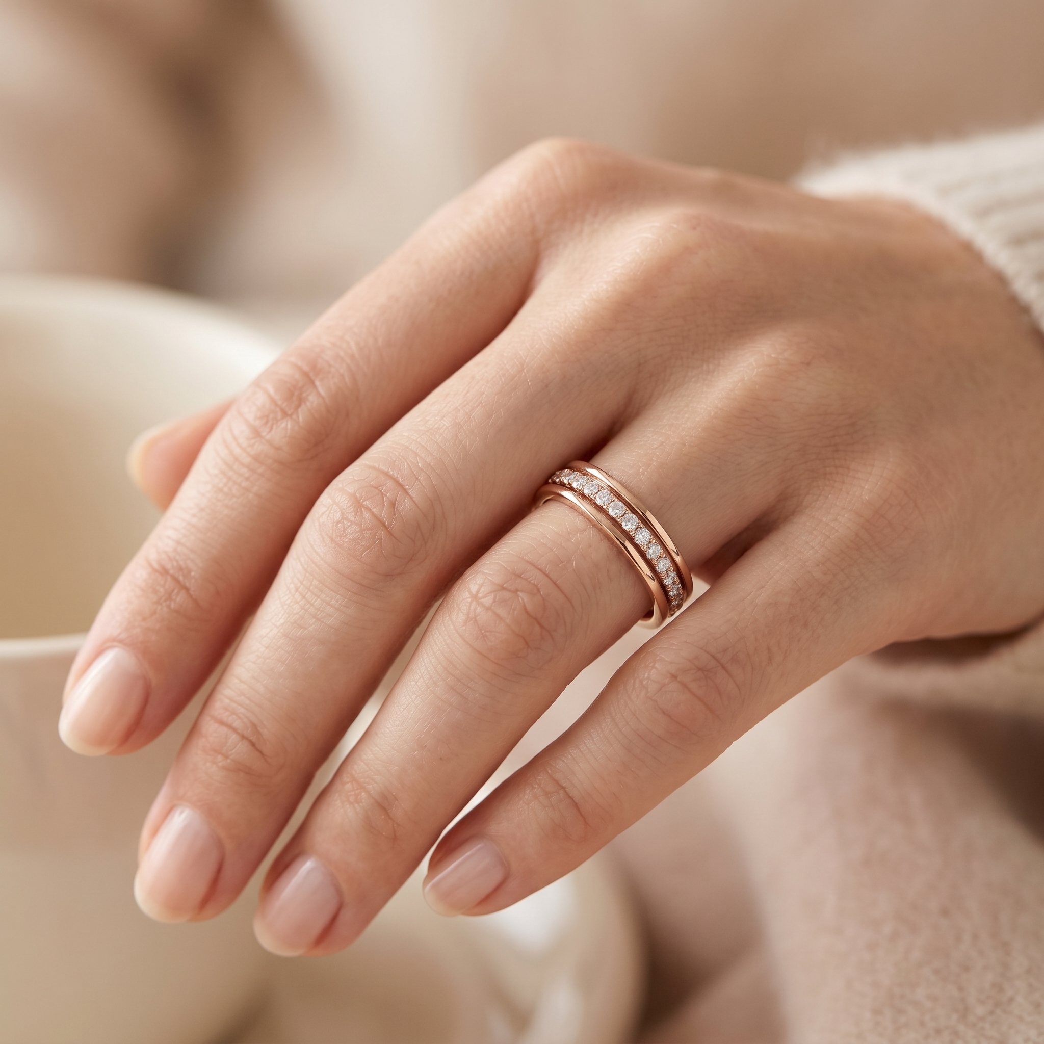 intertwined triple band diamond ring
