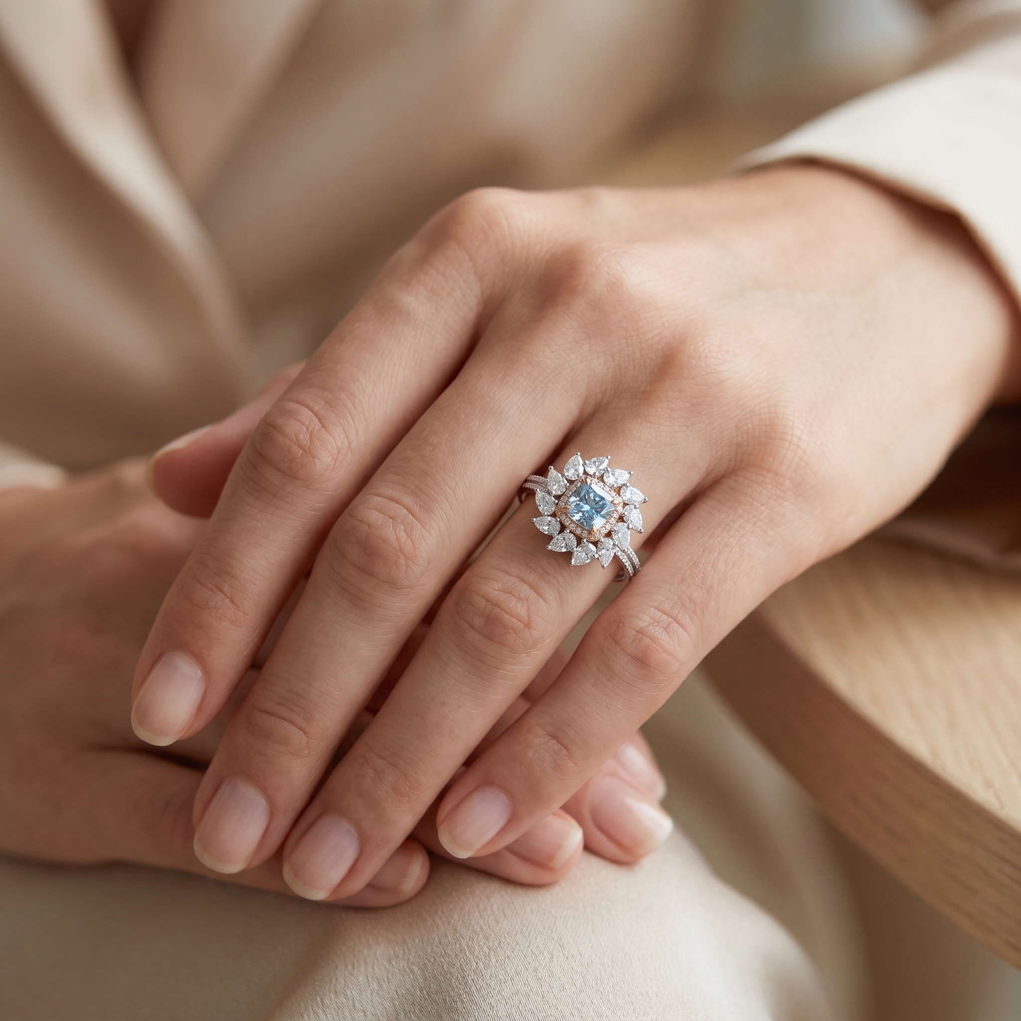 intertwined triple band diamond ring
