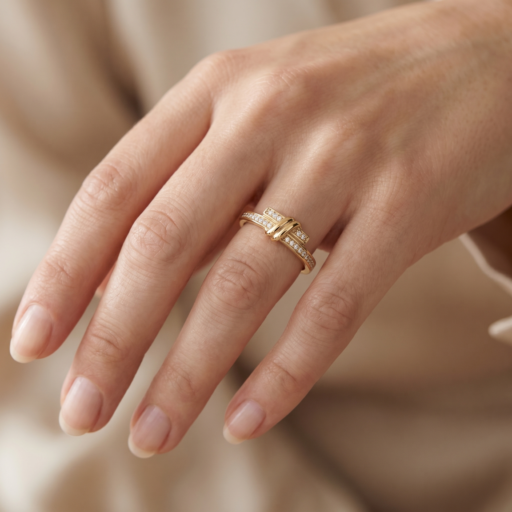 intertwined triple band diamond ring