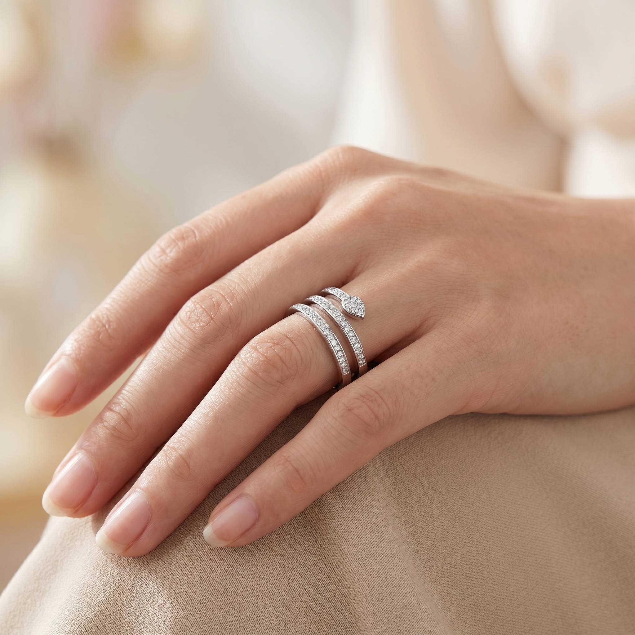 intertwined triple band diamond ring