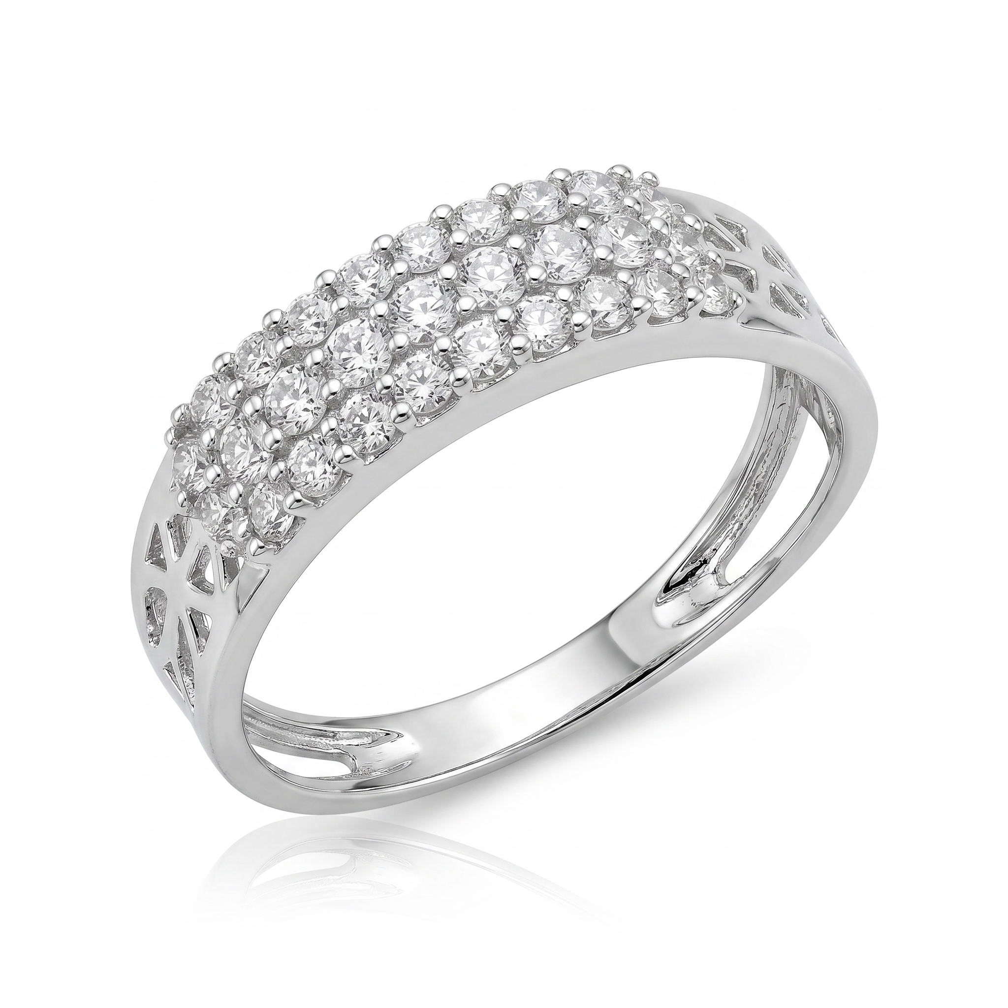 intertwined triple band diamond ring