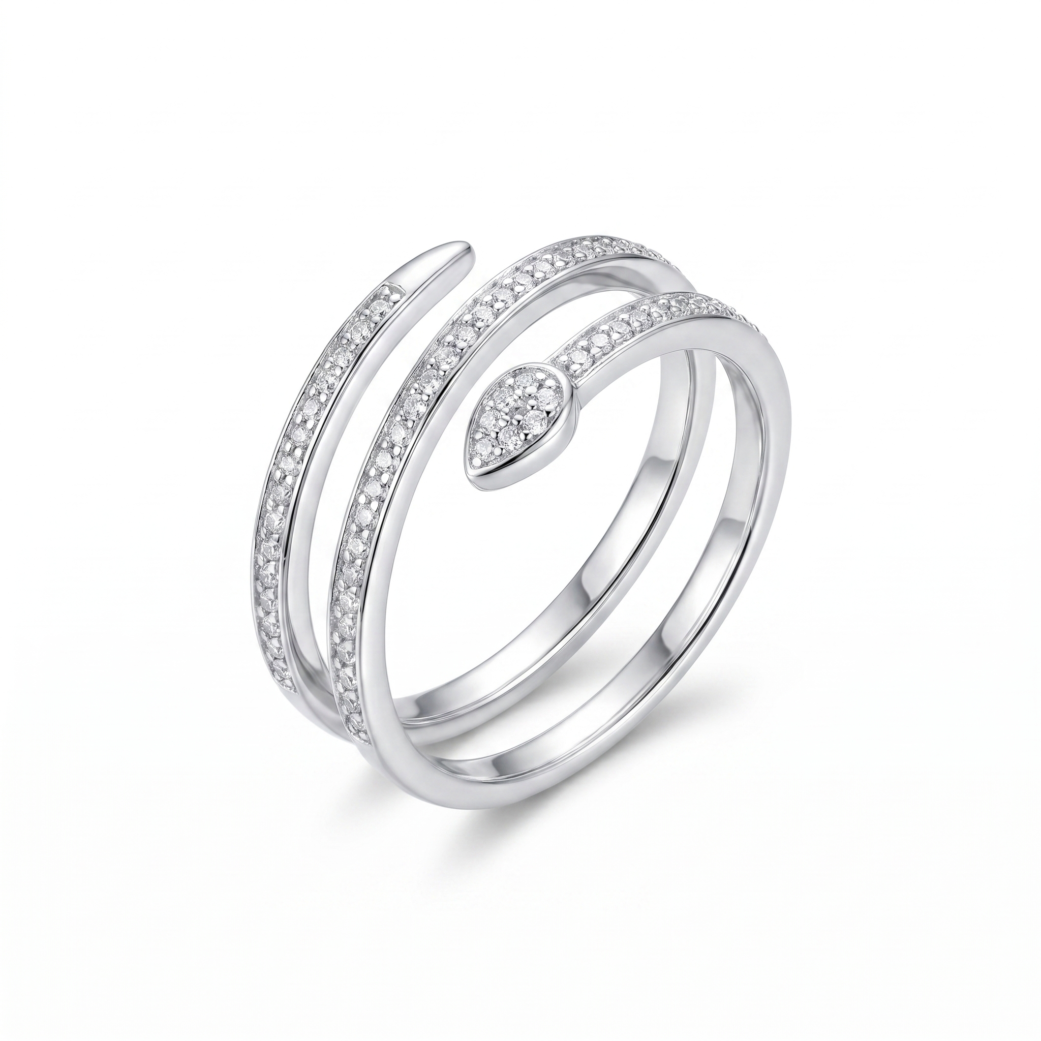 intertwined triple band diamond ring