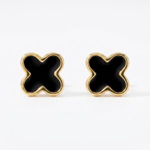 midnight clover gold stud earrings