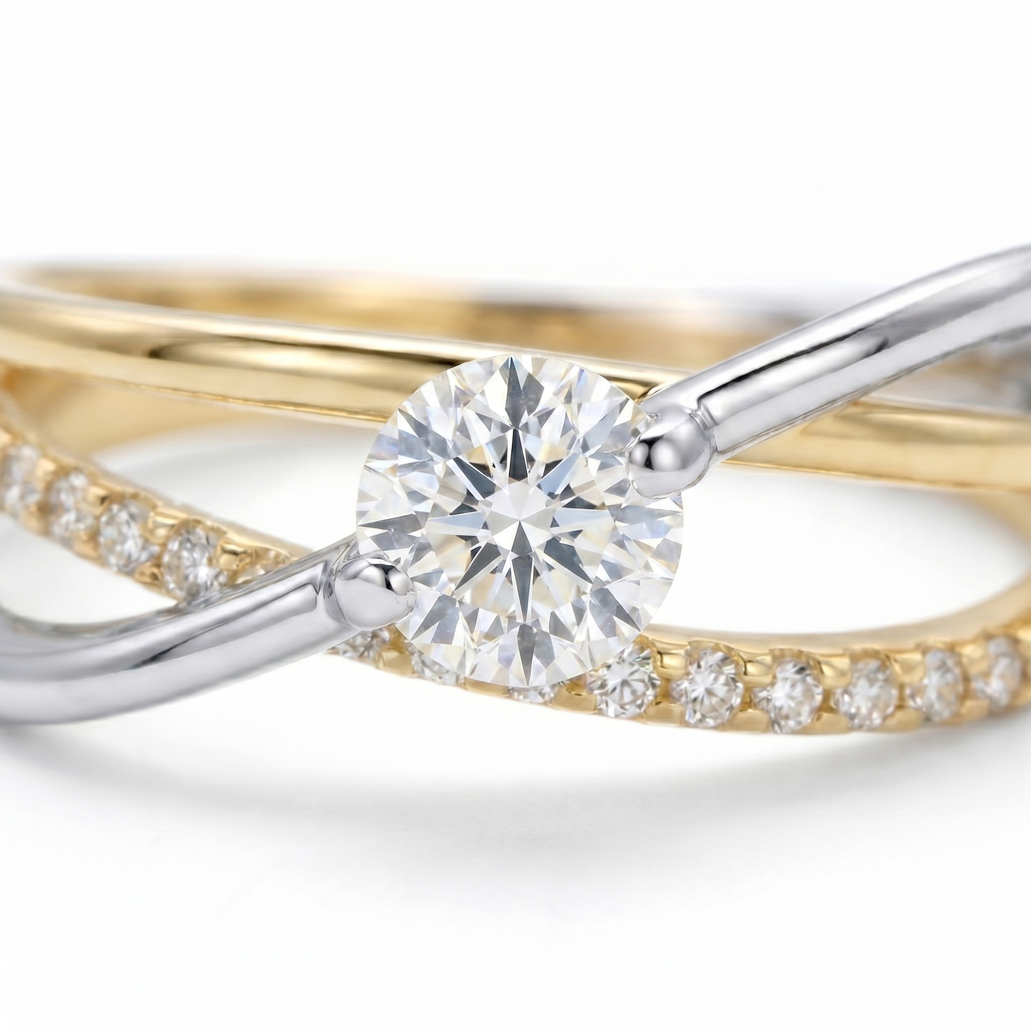 intertwined triple band diamond ring