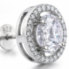 classic halo solitaire stud earrings in sterling silver