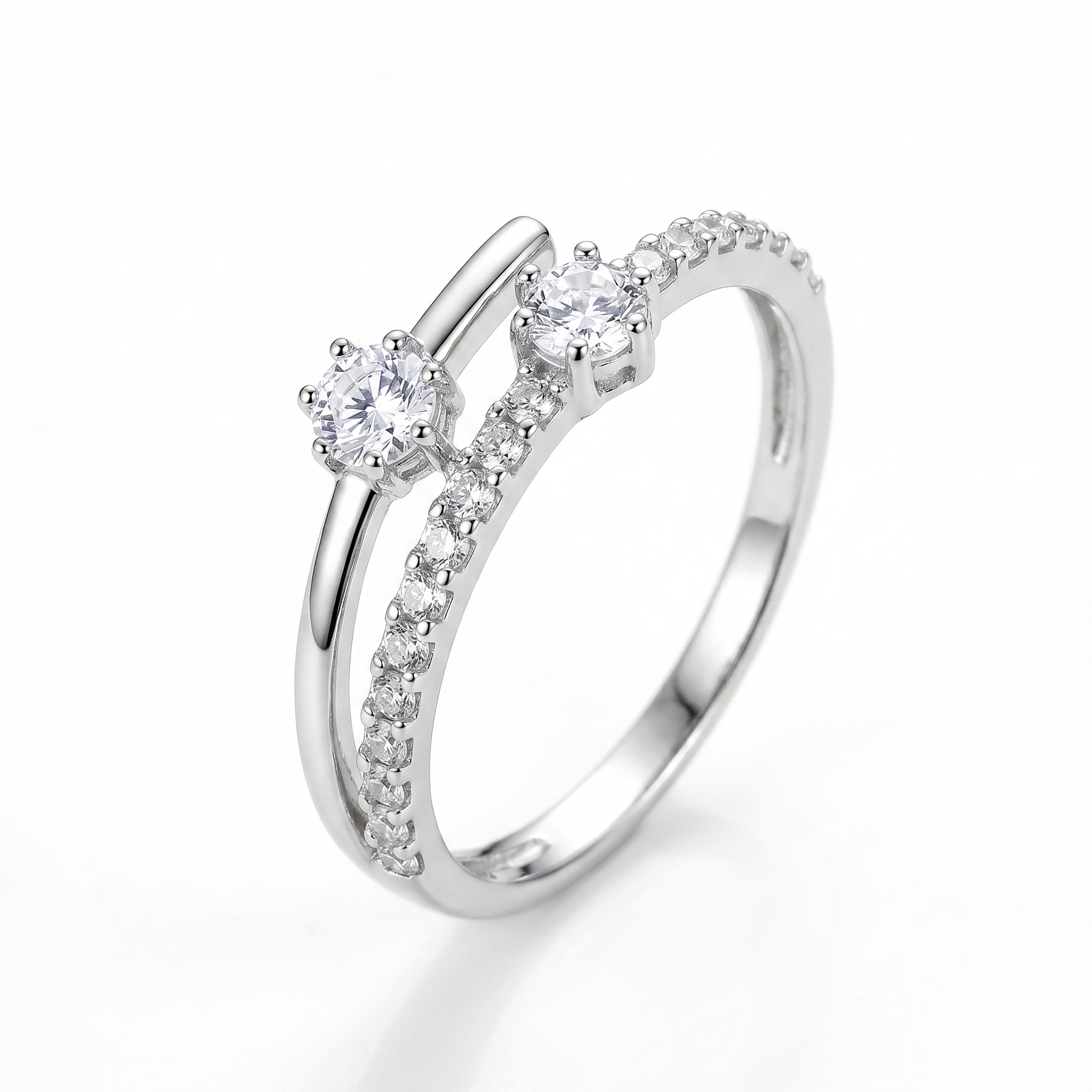 intertwined triple band diamond ring