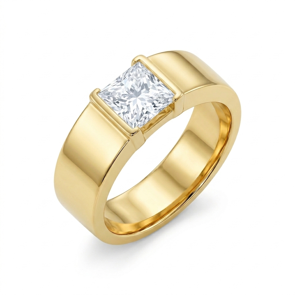 imperial square solitaire signet ring