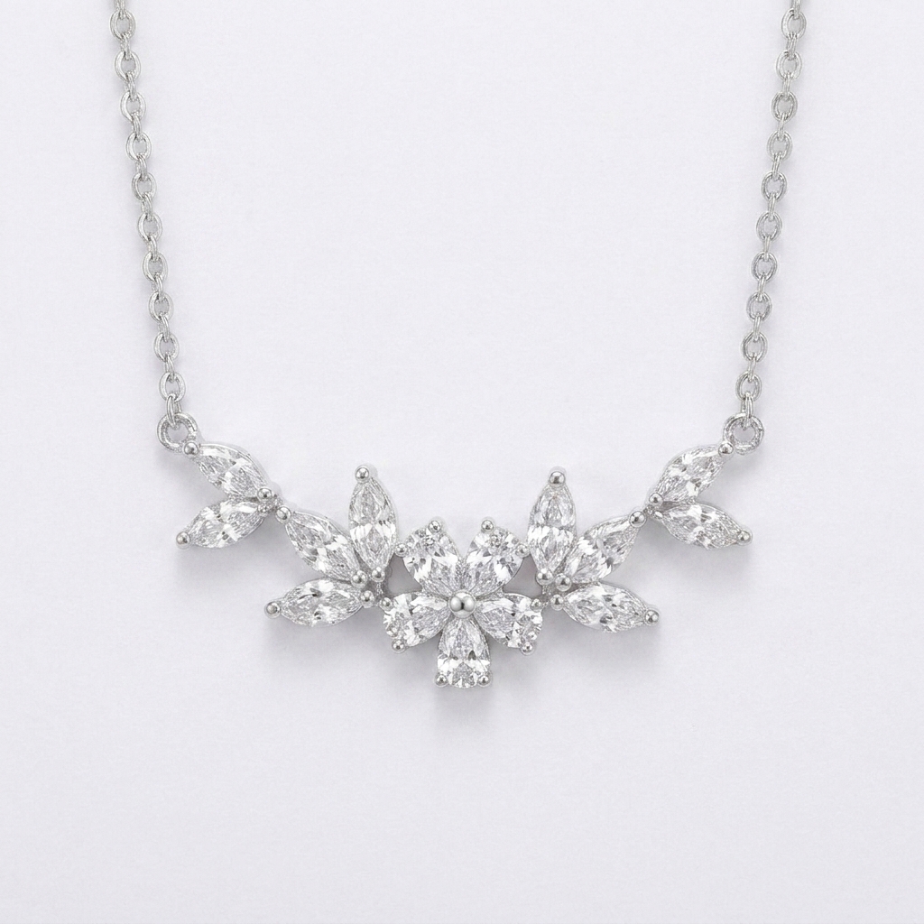 flora grace marquise cluster necklace
