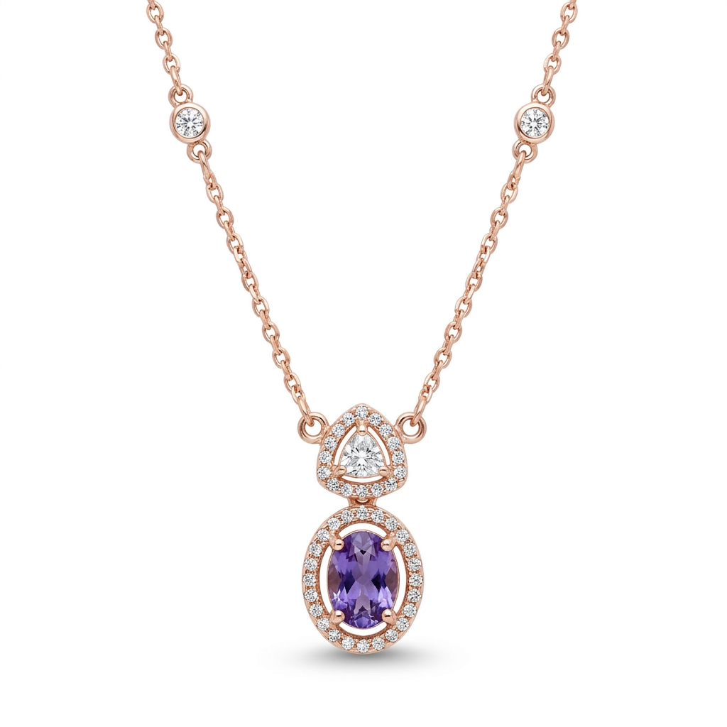 aurielle dual halo amethyst pendant