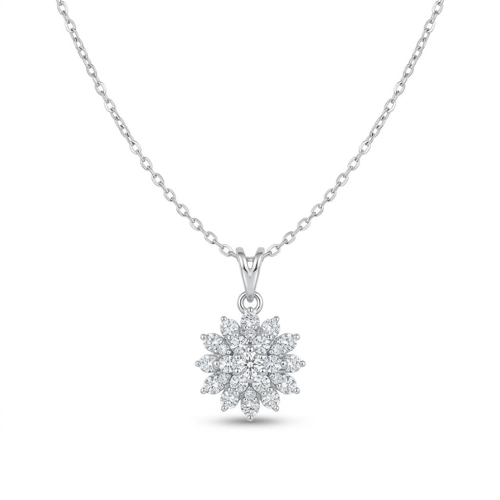 snowflake radiance cluster pendant necklace