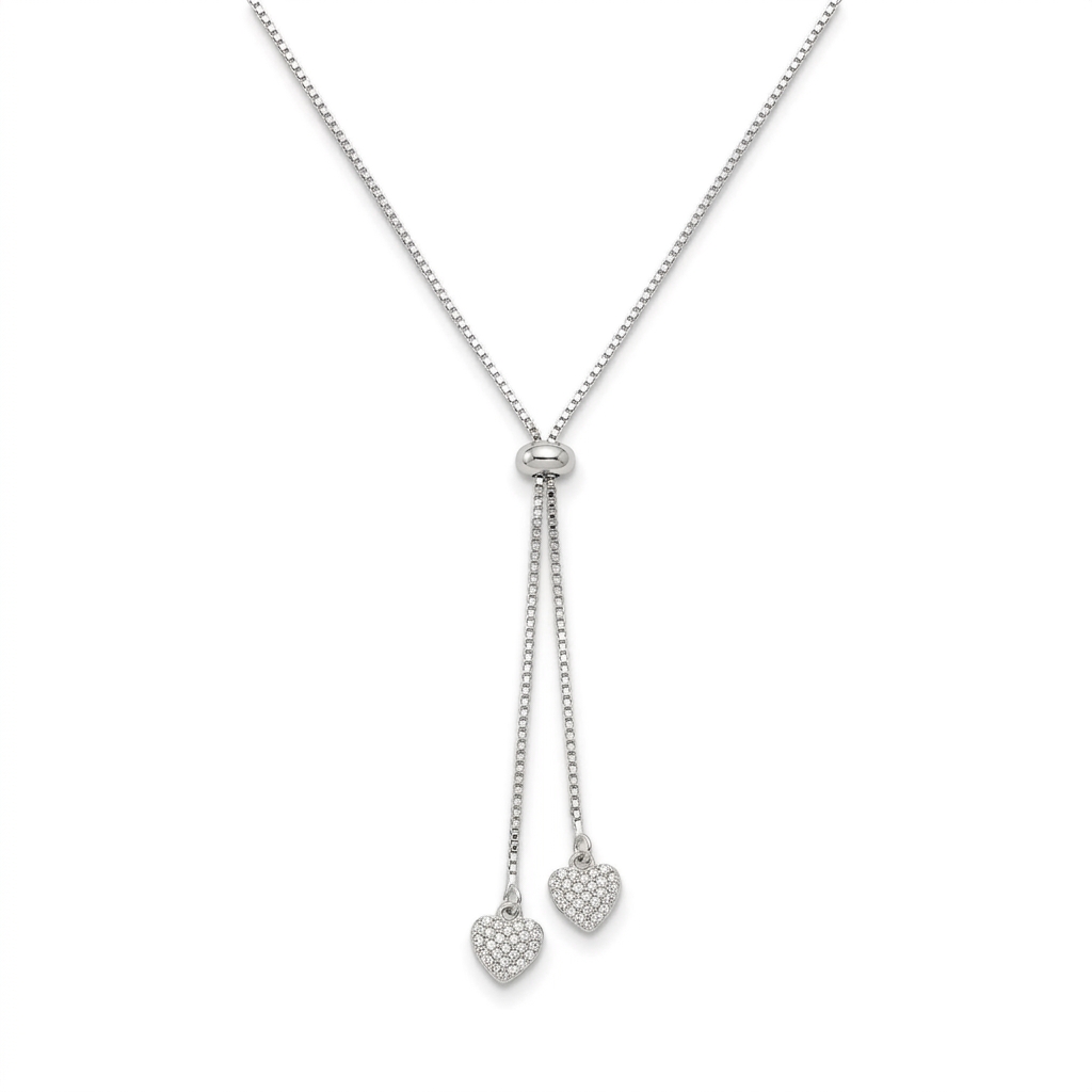 amora dual heart lariat necklace
